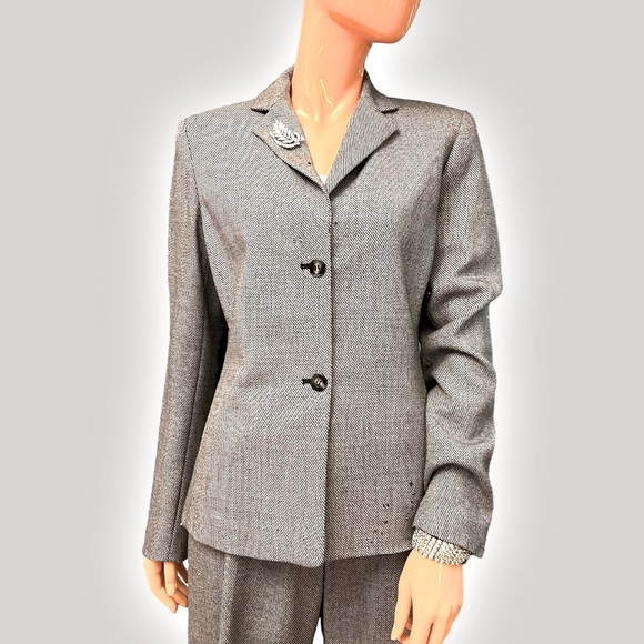 Oscar de la Renta Jackets & Blazers - OSCAR DE LA RENTA Vintage Wool Blazer with Leather Elbow Patches